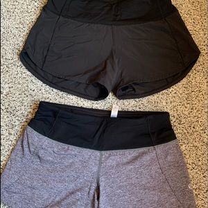 A duo of two lululemon Speed Up Mid-Rise Lined Short
